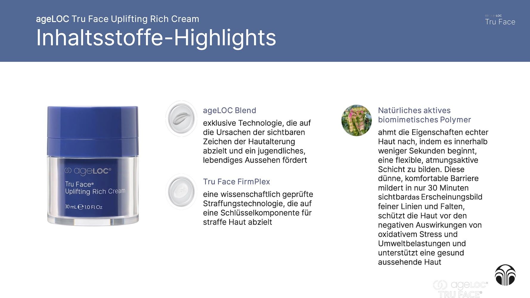 Nu Skin ageLOC Tru Face Uplifting Rich Cream 30ml Reichhaltige Anti-Aging-Gesichtscreme – Bild 3