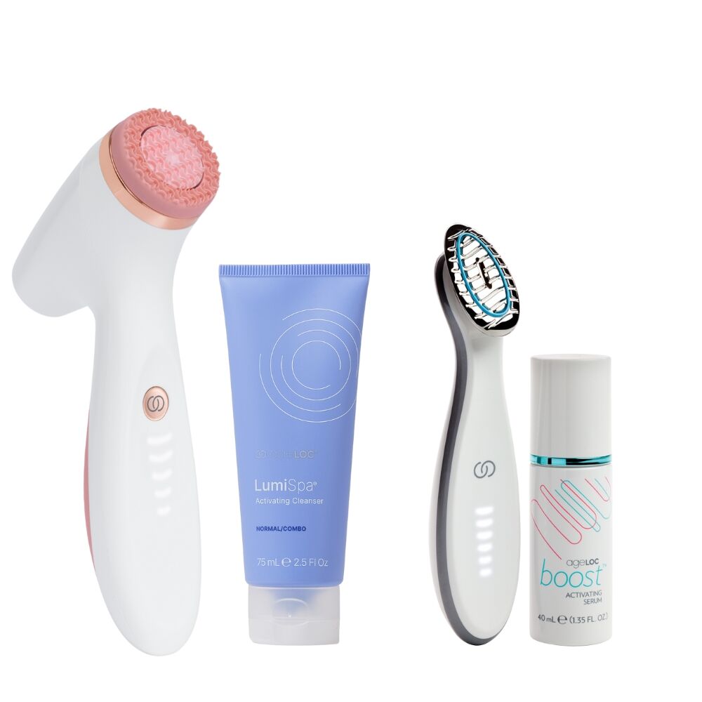 LumiBoost Set: ageLOC Boost mit Lumi Spa Reinigungsbürste & Cleanser - wahlweise in Blau oder Rose Gold