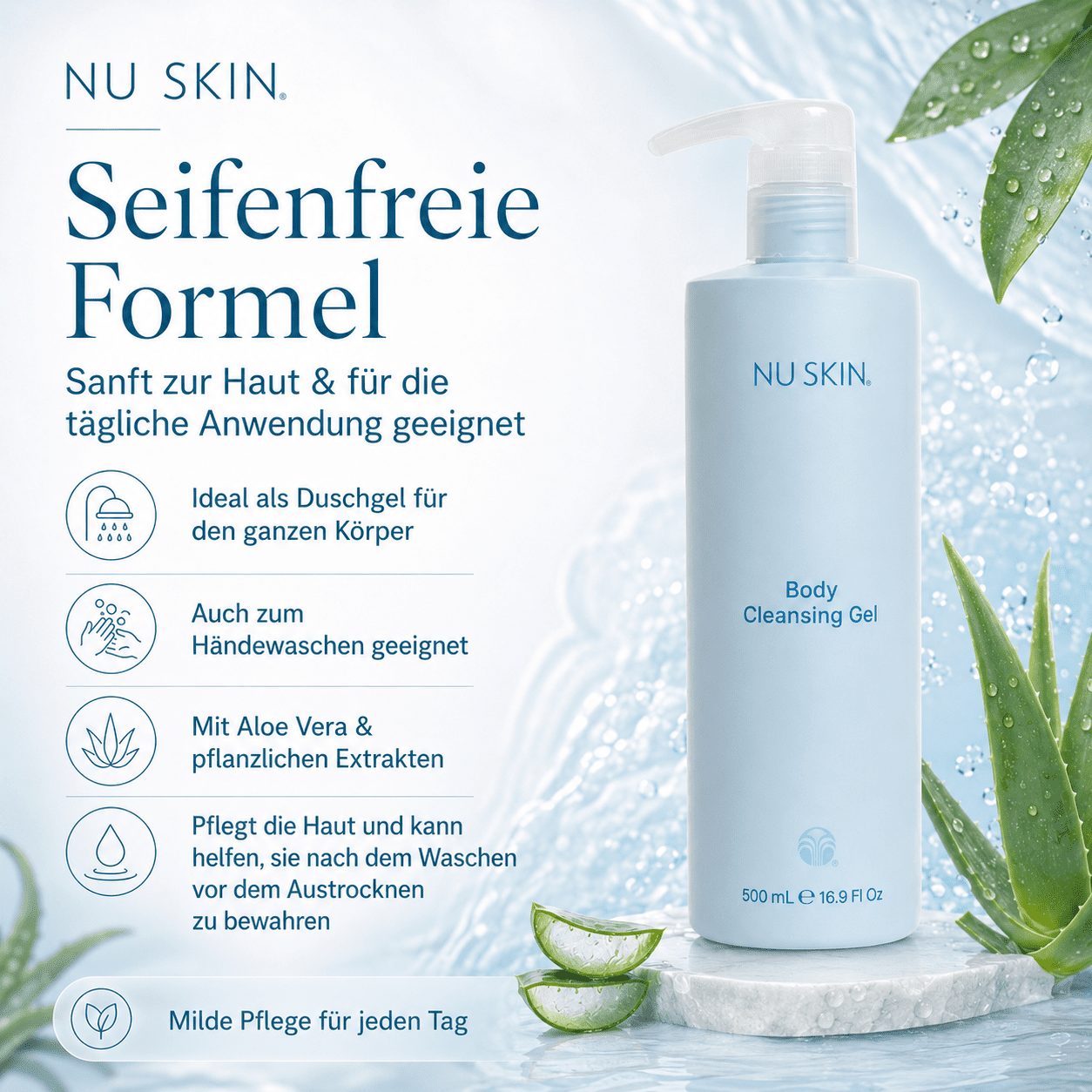 Nu Skin Body Cleansing Gel 500ml – seifenfreie Reinigung für geschmeidig gepflegte Haut – Bild 2